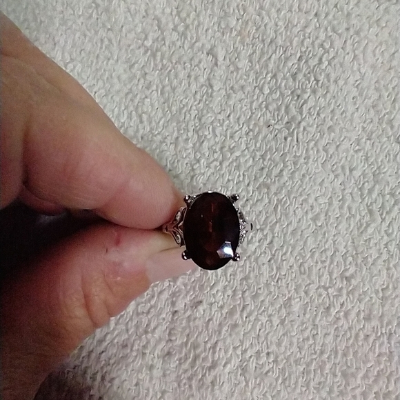 Silvertone brown 🟤 🤎 crystal 🔮 ring 💍7.5 - Picture 6 of 6